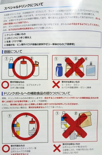 大田原マラソンのスペシャルドリンク規定