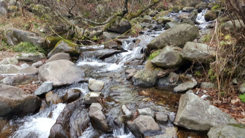 登山道入口の渡渉